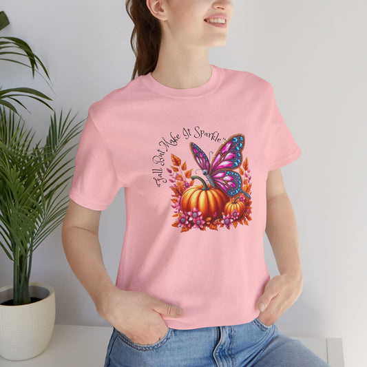 Fall Rhinestone Butterfly Tee, Unisex T-Shirt with Autumn Vibes, Perfect for Halloween, Thanksgiving, Seasonal Gift, Nature Lover Shirt