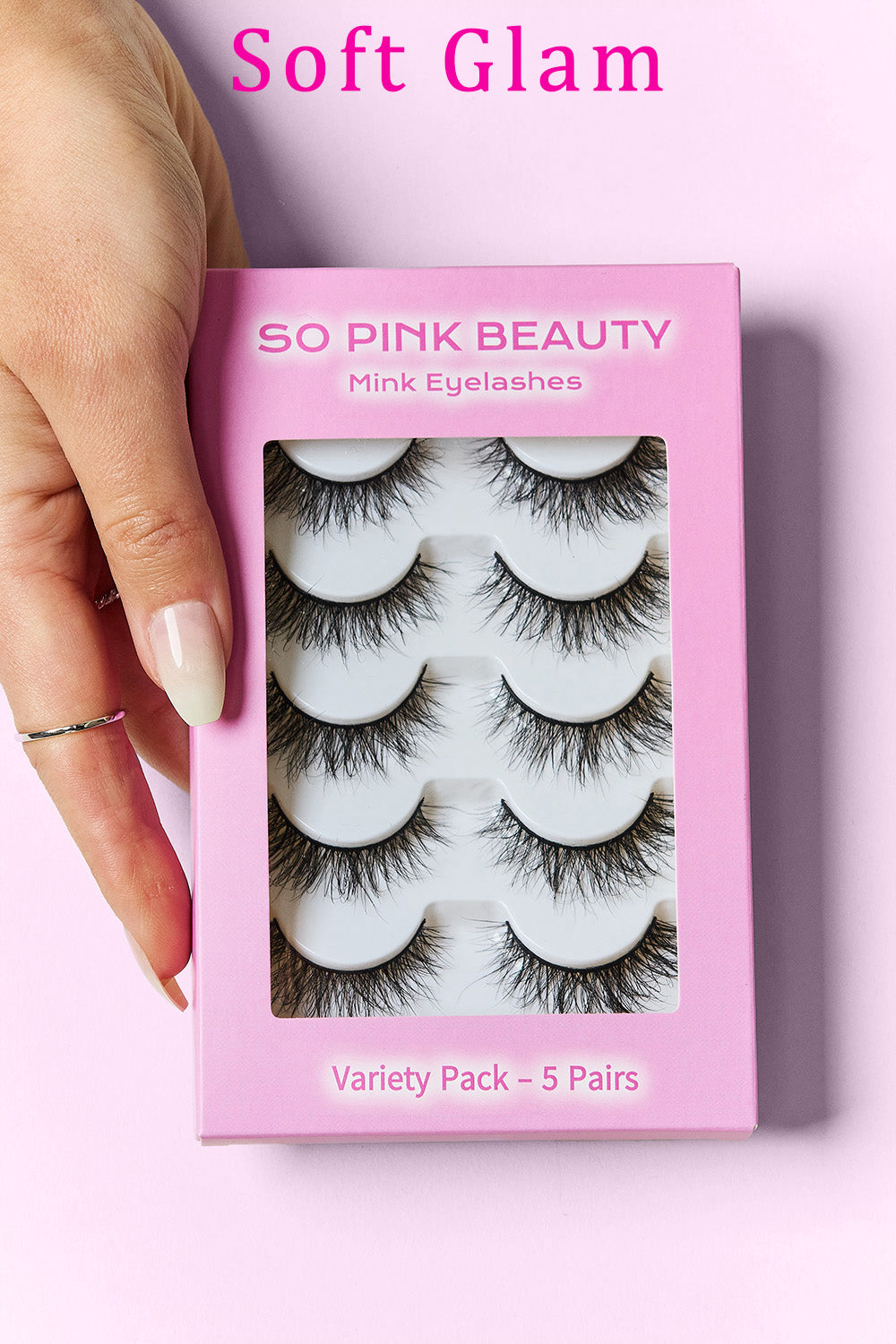 SO PINK BEAUTY Mink Eyelashes 5 Pairs-soft glam