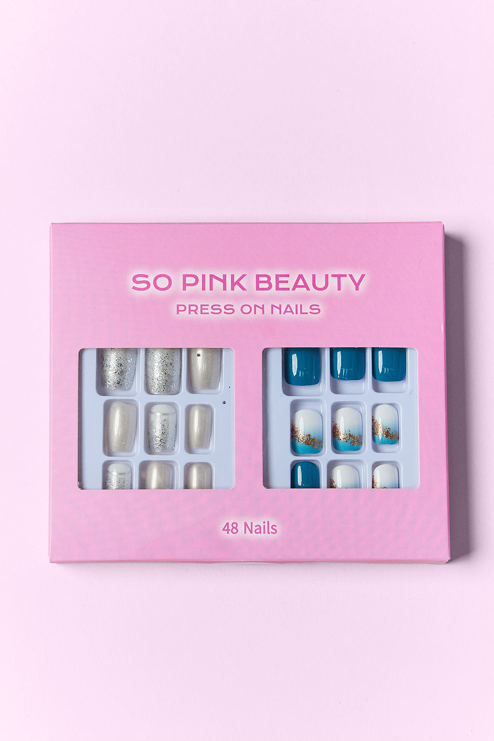 SO PINK BEAUTY Press On Nails 2 Packs-ocean pearl 