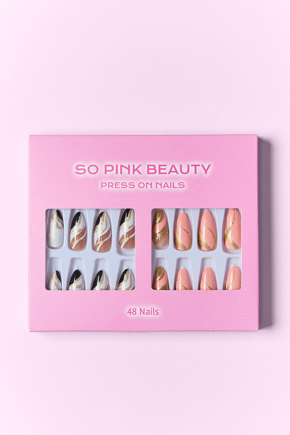SO PINK BEAUTY Press On Nails 2 Packs-marbled magic 